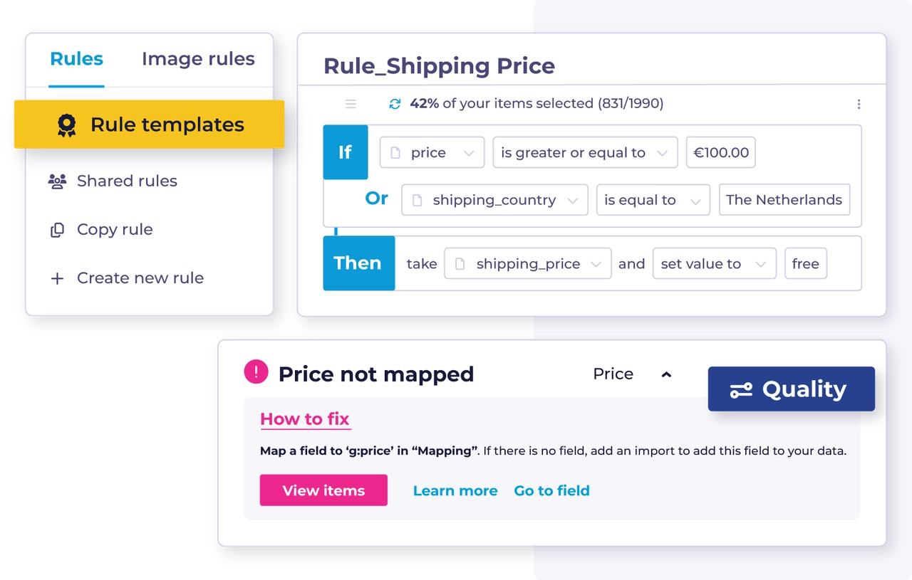 Channable can help you manage exclusions through rules, allowing you to define conditions to filter products before they are sent to each channel.