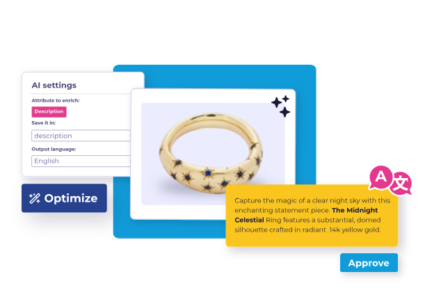 The AI product attributes can suggest or enrich attributes based on existing data, helping you fill gaps for fields that channels expect