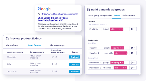 Channable helps you create dynamic ad groups from your product feed