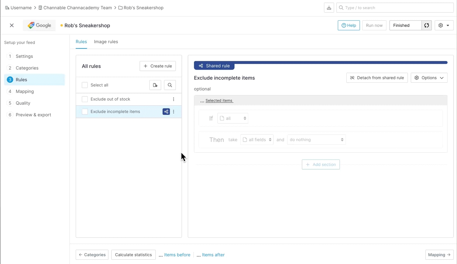 Creating shared rules for channel-level logic using Channable