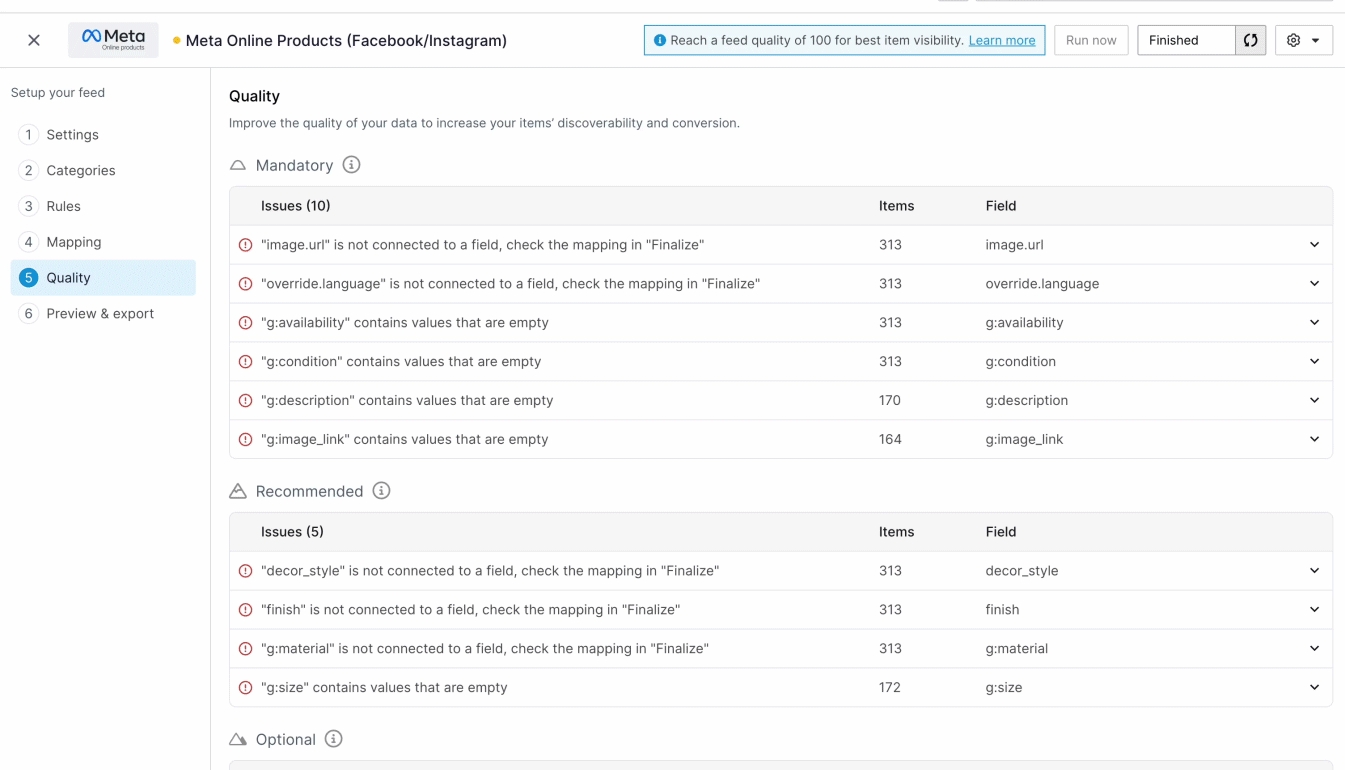 Fixing feed quality issues using Channable's Quality check