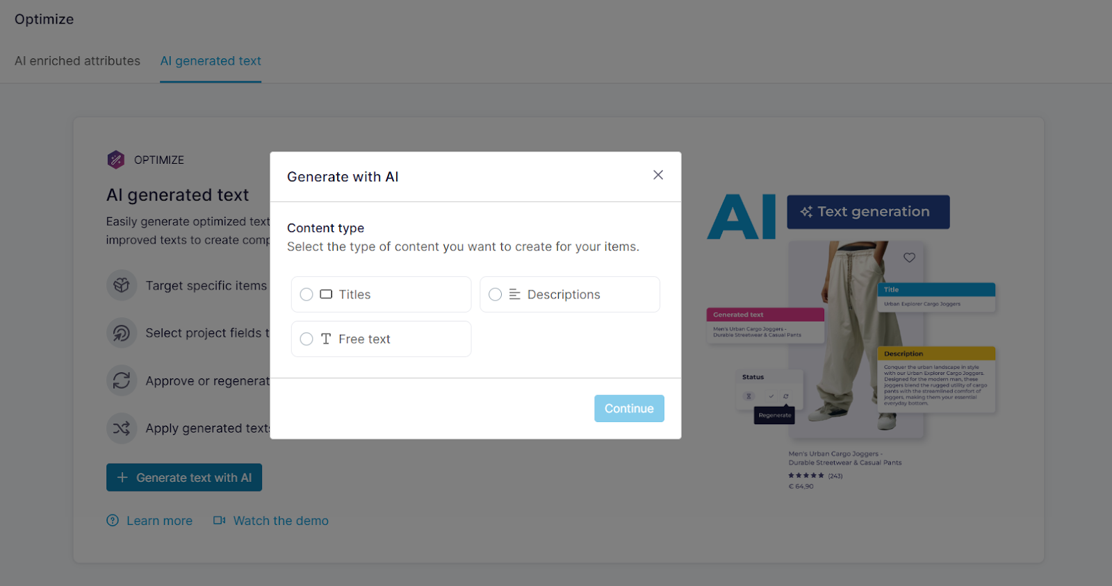 Channable AI text generation