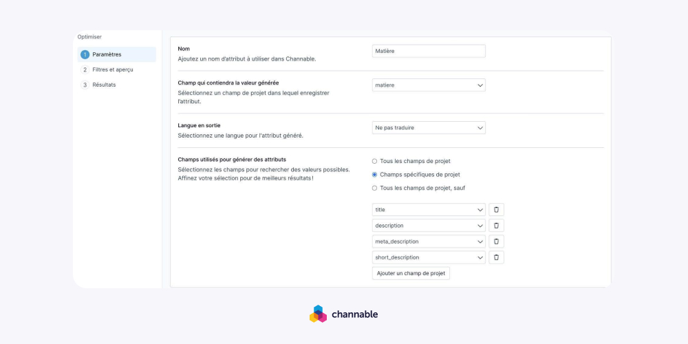 Image 2 - AI enrichement: "L’IA analyse simultanément plusieurs champs sources pour identifier l'information pertinente."