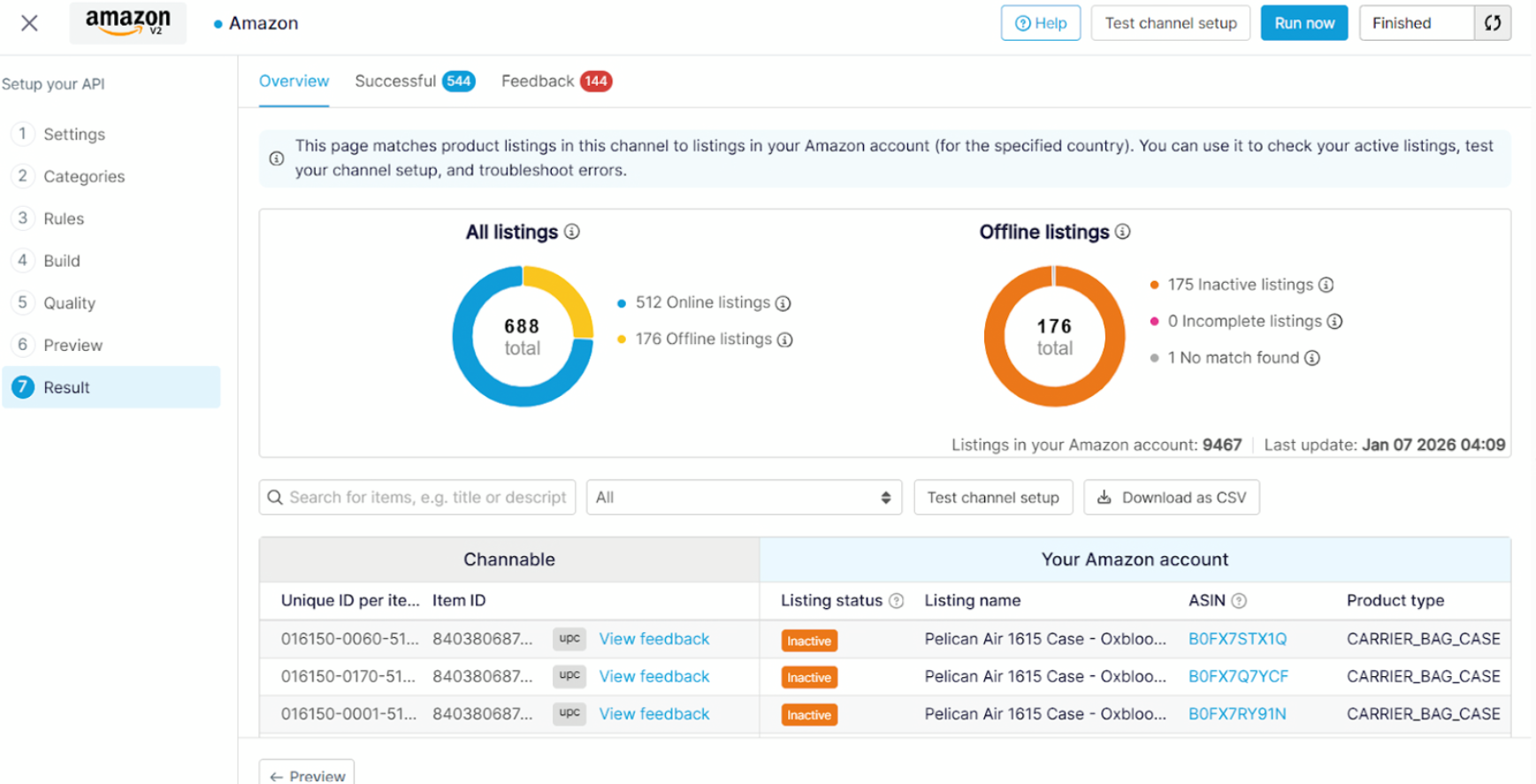 Amazon online vs offline listings dashboard keeping important price and inventory updates timely and relevant