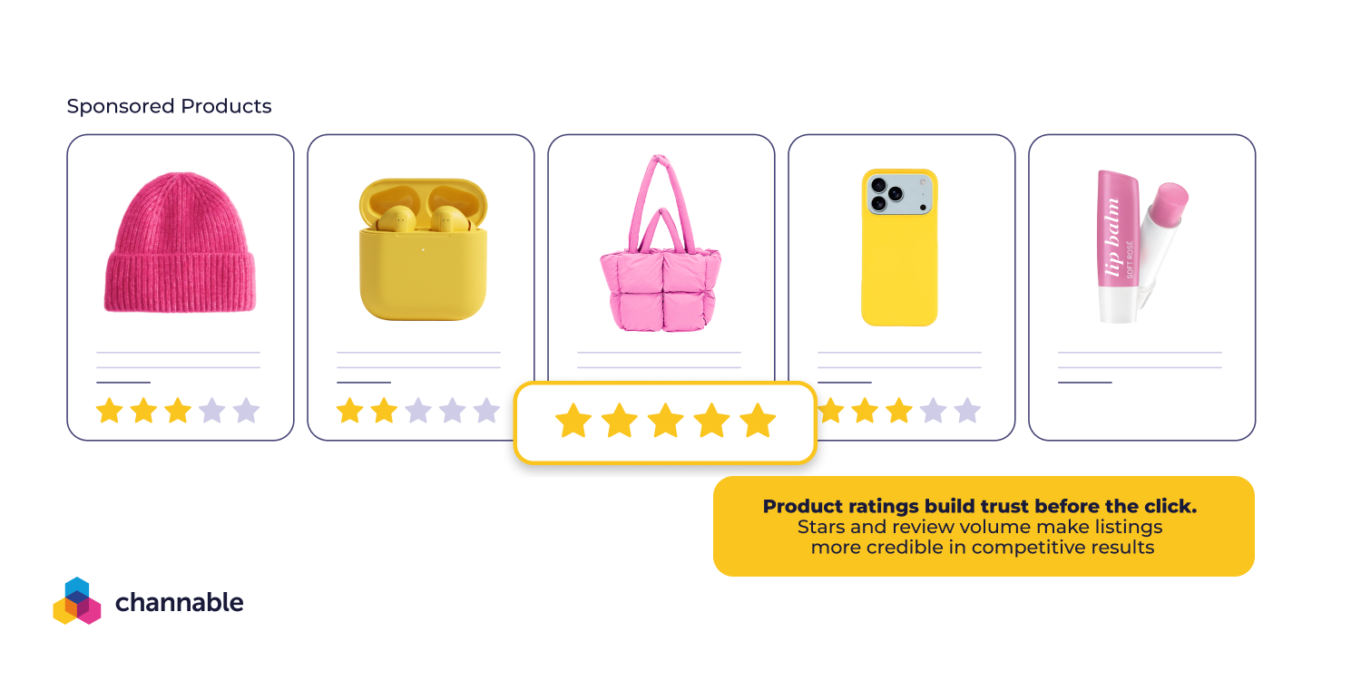 Stars and review volume make listings more credible in competitive results