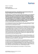 Die Generalversammlung unterstützt den Zusammenschluss der  Komax Holding AG und der Schleuniger AG
