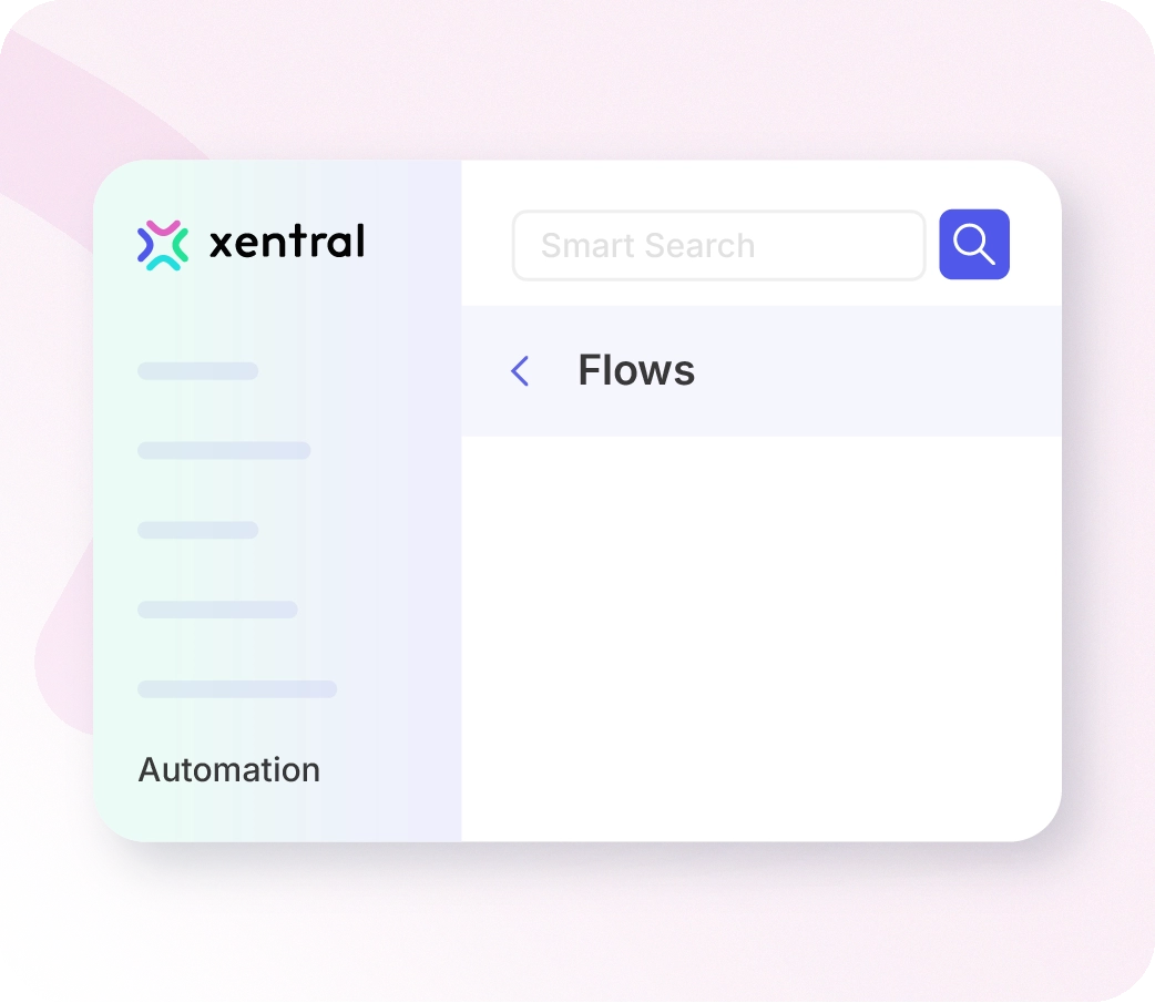 You can see a model of the Xentral interface and the menu for automations and flows. 