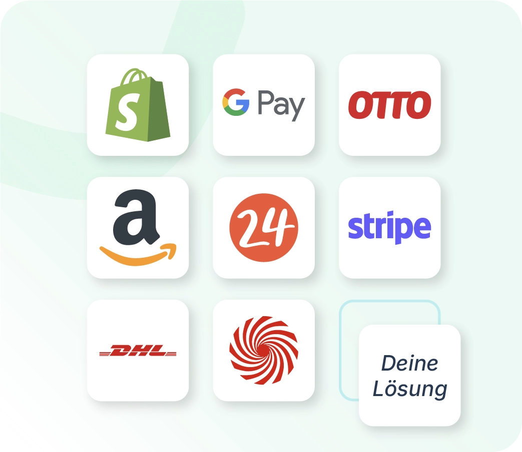 Nahtlose ERP-Integrationen für Amazon, Shopify, Stripe und Google Pay zur Skalierung individueller E-Commerce-Lösungen.